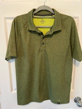 Prana Men's Heather Olive Green Polo with Button Placket